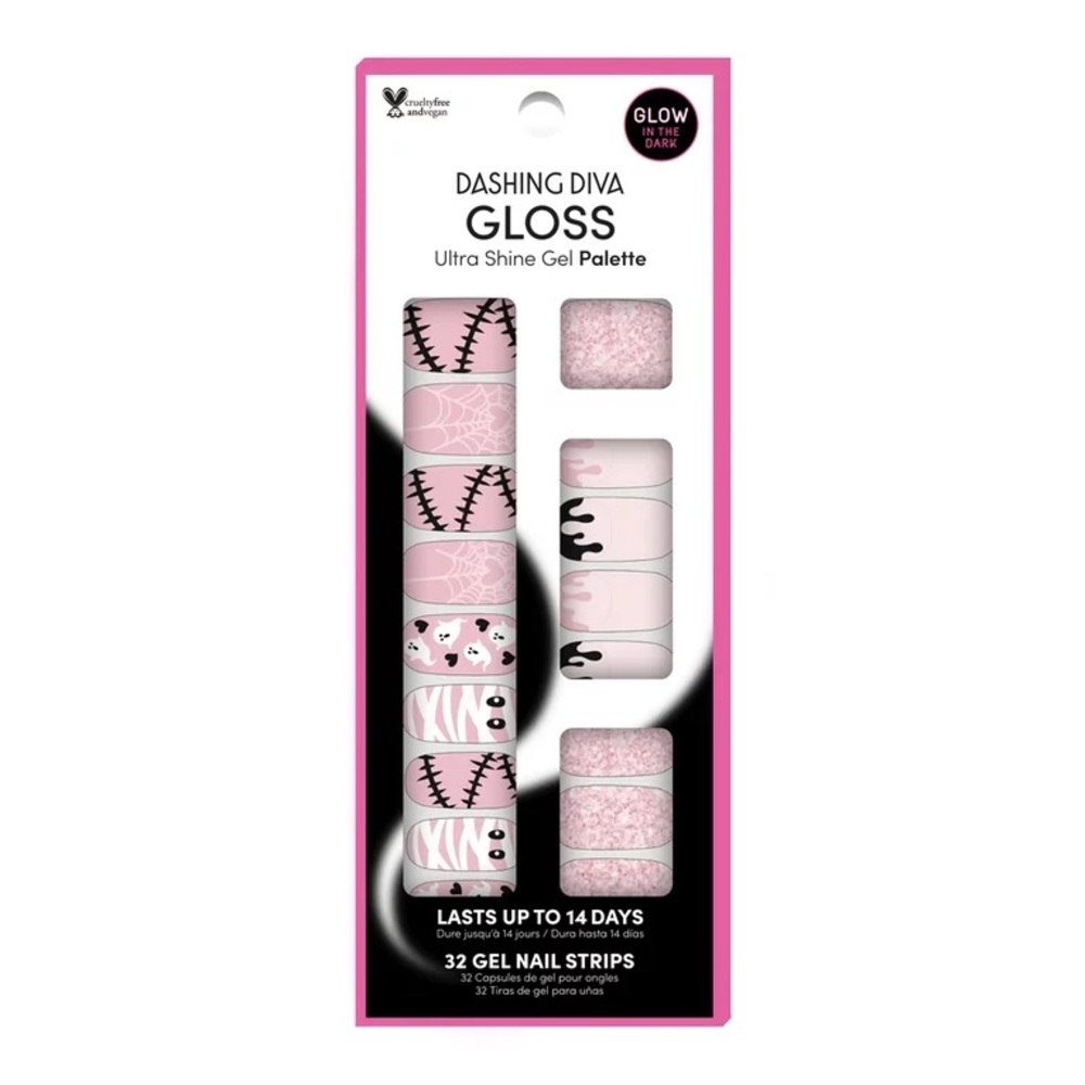 Dashing Diva GLOSS Ultra Shine Gel nwt Glossy pink glow in the dark Halloween
